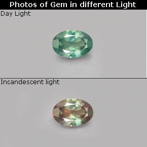 Alexandrite multicolore naturelle coupe ovale, 0,41 ct, VVS-VS