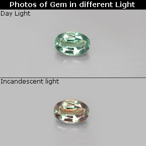 Alexandrite multicolore naturelle coupe ovale, 0,36 ct, VVS-VS