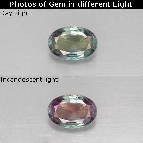 Alexandrite multicolore naturelle coupe ovale, 0,34 ct, VVS-VS