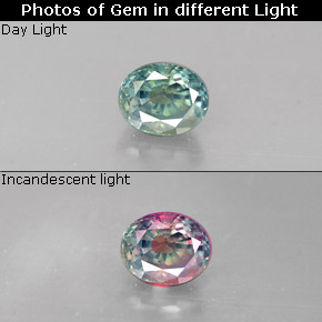 Alexandrite multicolore naturelle coupe ovale, 0,36 ct, VVS-VS
