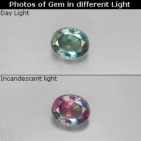 Alexandrite multicolore naturelle coupe ovale, 0,33 ct, VVS-VS