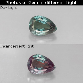 Alexandrite Vert rouge naturelle En forme de poire, 0.45 ct, VS