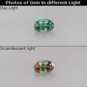 Alexandrite multicolore naturelle coupe ovale, 0,37 ct, VS