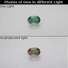 Alexandrite Vert rouge naturelle Coupe ovale, 0.28 ct, VS