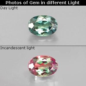 Alexandrite multicolore naturelle coupe ovale, 0,33 ct, VVS-VS