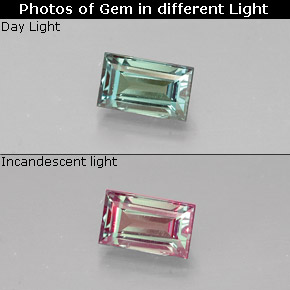 Alexandrite multicolore naturelle baguette, 0,40 ct, VVS-VS