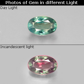 Alexandrite multicolore naturelle coupe ovale, 0,32 ct, VVS-VS