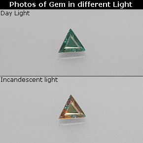 Alexandrite multicolore naturelle trillion, 0,12 ct, VS