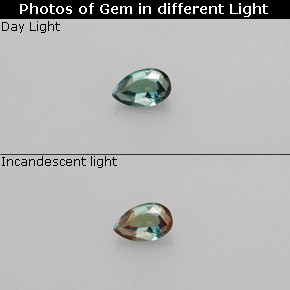Alexandrite multicolore naturelle en forme de poire, 0,13 ct, VS
