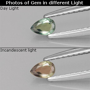 Alexandrite Vert rouge naturelle En forme de poire, 0.16 ct, VVS-VS