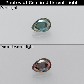 Alexandrite multicolore naturelle en forme de poire, 0,13 ct, VS