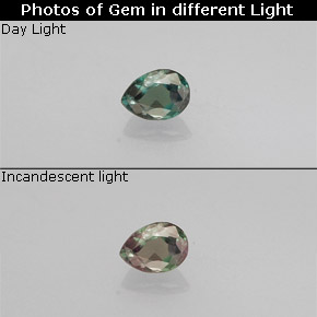 Alexandrite multicolore naturelle en forme de poire, 0,10 ct, VS