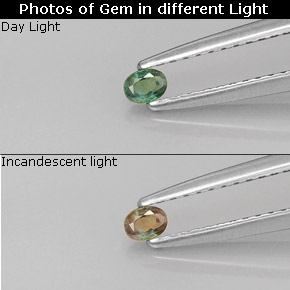 Alexandrite multicolore naturelle coupe ovale, 0,08 ct, VS