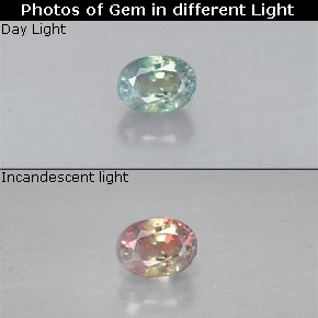Alexandrite multicolore naturelle coupe ovale, 0,16 ct, VS