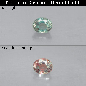 Alexandrite multicolore naturelle coupe ovale, 0,11 ct, VS