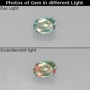 Alexandrite multicolore naturelle coupe ovale, 0,17 ct, VS