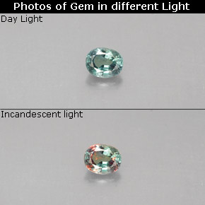 Alexandrite multicolore naturelle coupe ovale, 0,13 ct, VS