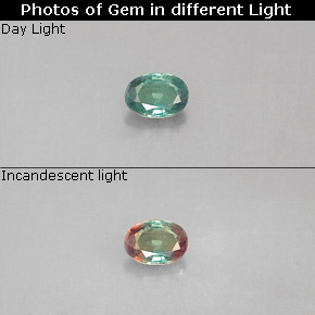 Alexandrite multicolore naturelle coupe ovale, 0,13 ct, VS
