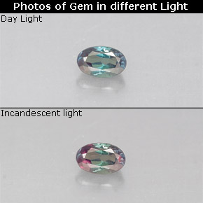 Alexandrite multicolore naturelle coupe ovale, 0,12 ct, VS