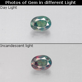 Alexandrite multicolore naturelle coupe ovale, 0,14 ct, VS