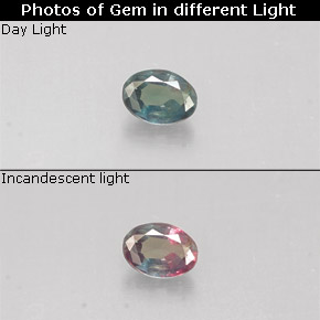 Alexandrite multicolore naturelle coupe ovale, 0,10 ct, VS