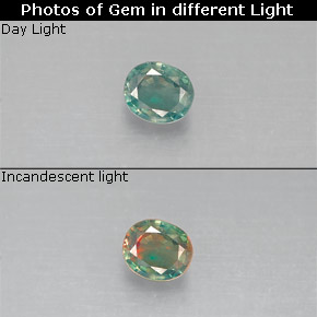 Alexandrite multicolore naturelle coupe ovale, 0,14 ct, VS
