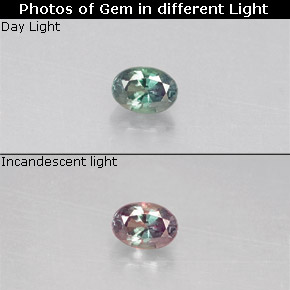 Alexandrite Vert rouge naturelle Coupe ovale, 0.10 ct, VS