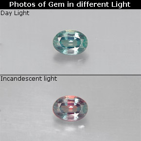 Alexandrite Vert rouge naturelle Coupe ovale, 0.13 ct, VS