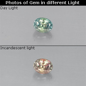 Alexandrite multicolore naturelle coupe ovale, 0,13 ct, VS