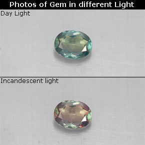 Alexandrite multicolore naturelle coupe ovale, 0,14 ct, VS
