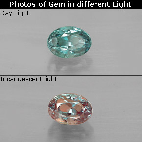 Alexandrite multicolore naturelle coupe ovale, 0,45 ct, VS