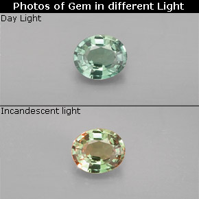 Alexandrite multicolore naturelle coupe ovale, 0,25 ct, VVS-VS