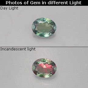 Alexandrite multicolore naturelle coupe ovale, 0,30 ct, VVS-VS