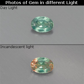 Alexandrite multicolore naturelle coupe ovale, 0,10 ct, VS