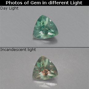 Alexandrite Vert rouge naturelle Trillion, 0.15 ct, VS