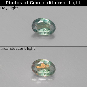 Alexandrite multicolore naturelle coupe ovale, 0,11 ct, VS