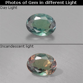 Alexandrite multicolore naturelle coupe ovale, 0,22 ct, VS
