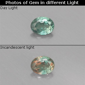 Alexandrite multicolore naturelle coupe ovale, 0,13 ct, VS