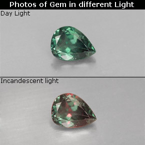Alexandrite Vert rouge naturelle En forme de poire, 0.27 ct, VS-SI