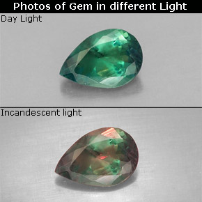Alexandrite multicolore naturelle en forme de poire, 0,54 ct, VS