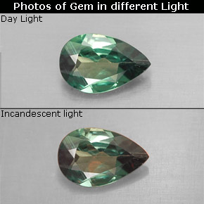 Alexandrite Vert rouge naturelle En forme de poire, 0.50 ct, VS