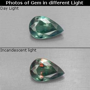 Alexandrite Vert rouge naturelle En forme de poire, 0.38 ct, VS