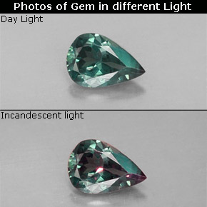 Alexandrite multicolore naturelle en forme de poire, 0,38 ct, VS