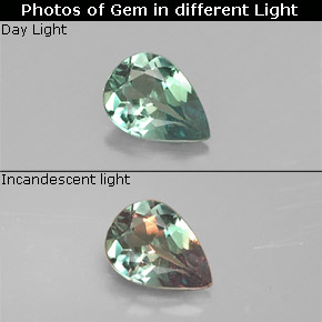 Alexandrite Vert rouge naturelle En forme de poire, 0.20 ct, VVS-VS