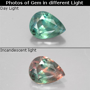 Alexandrite multicolore naturelle en forme de poire, 0,34 ct, VS