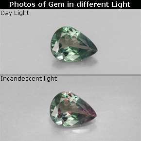 Alexandrite multicolore naturelle en forme de poire, 0,28 ct, VS