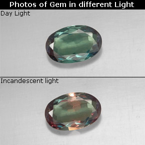 Alexandrite multicolore naturelle coupe ovale, 0,44 ct, VS