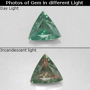 Alexandrite multicolore naturelle trillion, 0,19 ct, VS