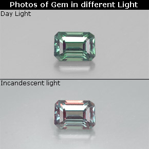 Alexandrite multicolore naturelle taille émeraude, 0,25 ct, VVS-VS