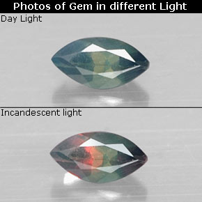 Alexandrite multicolore naturelle marquise, 0,08 ct, VS